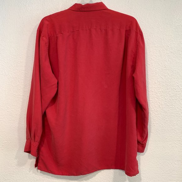 Collection Point of View 100% Silk Blouse Coral Pink Womens Med Fits like L / XL - Picture 2 of 9